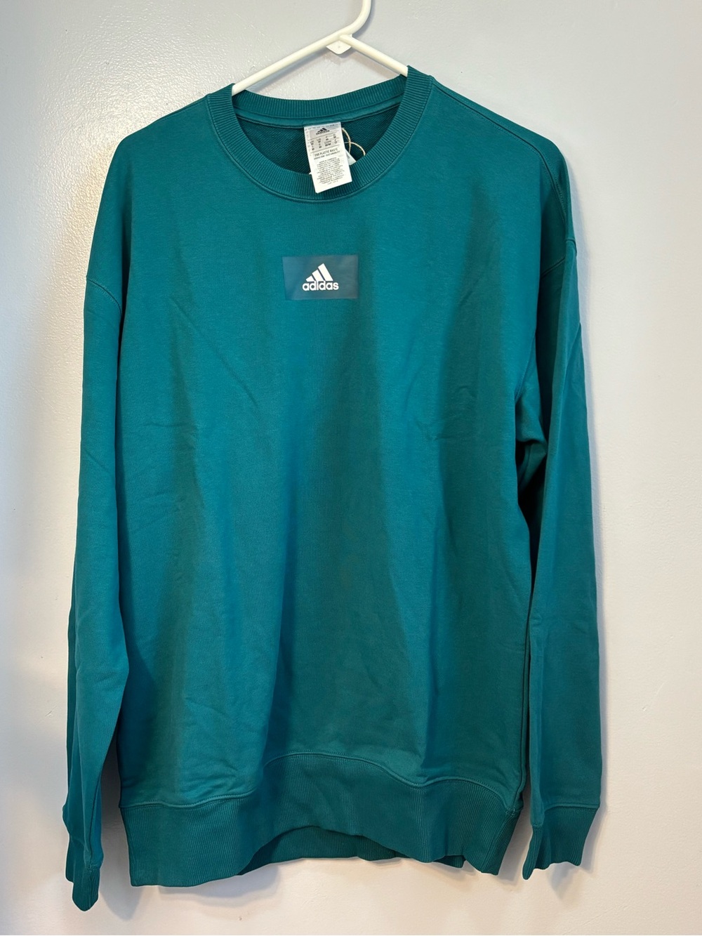 adidas Essentials FeelVivid Crewneck Sweatshirt Legacy Teal Sz M NWT